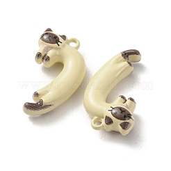 焼付塗装亜鉛合金ペンダント  猫の形のチャーム  ライトカーキ  20.5x13x6mm  穴：1.4mm&nbsp;AL-CBAEA91-03A