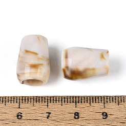 ツートンカラーの不透明アクリルヨーロピアンビーズ  大穴ビーズ  天然石風  コラム  リネン  16.5x11.5~12mm  穴：5.5mmと7.5mm&nbsp;OACR-N157-05