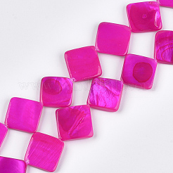 スプレー塗装淡水シェルビーズ  菱形  ミックスカラー  18~20x18~20x3~4mm  穴：0.5mm  約21個/連  15.5インチ&nbsp;SHEL-T010-05