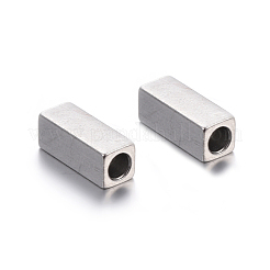 変色しにくい201ステンレススチールビーズ  長方形  ステンレス鋼色  8x3x3mm  穴：2mm&nbsp;STAS-P223-08P