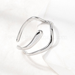 女性用304ステンレススチールオープンカフリング  ナゲット  ステンレス鋼色  10.5mm  18mm&nbsp;RJEW-K313-13P