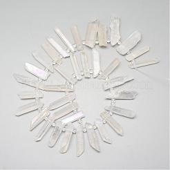 メッキ天然石クオーツクリスタルビーズ連売り  水晶  25~45x4~10x4~10mm  穴：1mm  約36個/連  15.7インチ&nbsp;G-R414-17A