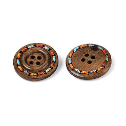 包装されたカラフルな糸でラウンド4 holebuttons  ウッドボタン  サドルブラウン  直径25mm&nbsp;NNA0Z51