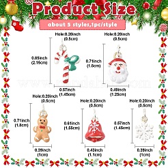 5個 5スタイル クリスマステーマ 合金エナメルペンダント  丸カン付き  混合図形  14.5~18x10~14.5x2~10mm  穴：5mm  1個/スタイル&nbsp;XMAS-YW0001-01C