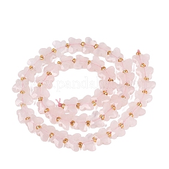 天然石ローズクォーツビーズ連売り  蝶  シードビーズで  7~8.5x9.5~11x3.5~5mm  穴：1~1.2mm  約41~45個/連  14.96~15.16インチ（38~38.5cm）&nbsp;G-N371-10A-07