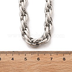 304ステンレススチールロープチェーンネックレス女性男性用  ステンレス鋼色  21.65インチ（55cm）&nbsp;NJEW-A033-04A-P