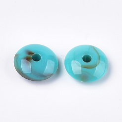 アクリルビーズ  天然石風  ロンデル  ダークターコイズ  14x6mm  穴：2.5mm  約800個/500g&nbsp;OACR-T008-10G