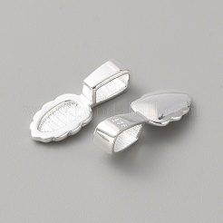 925本の純銀製ピンチベイル  ペンダント作り用の接着剤付きフラットパッドベイル  葉  銀  16x6x1mm  穴：5x2.8mm&nbsp;STER-WH0001-18S
