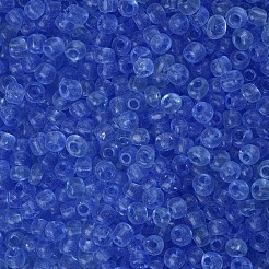 ガラスシードビーズ  トランスペアレント  ラウンド  ライトブルー  6/0  4mm  穴：1.5mm  約4500ビーズ/ポンド&nbsp;SEED-A004-4mm-6