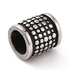 304ステンレススチール大穴ビーズ  コラム  アンティークシルバー  10.5x9.5mm  穴：6.5mm&nbsp;STAS-M301-29AS