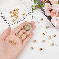 32個8スタイル合金中空ビーズ  ラウンド  18KGP本金メッキ  8x7~8mm  穴：1.5~2mm  4個/スタイル&nbsp;PALLOY-BBC0001-05