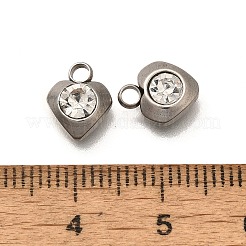 ステンレススチールチャーム201個  クリスタルラインストーン付き  ダイヤモンド  9.5x8x3mm  穴：2mm&nbsp;STAS-F311-06P-03
