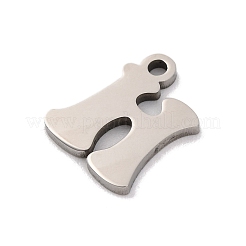変色しない201ステンレススチールチャーム  レーザー切断  レターチャーム  文字h  10.5x9x1mm  穴：1.2mm&nbsp;STAS-U016-01P-H