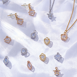 80本16スタイルアロイペンダント  キュービックジルコニア付き  ミックスカラー  11~15x8~10x5~6mm  穴：1mm  5個/スタイル&nbsp;ZIRC-SP0001-12