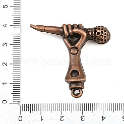 合金のチベット風チャーム  マイクチャーム付きの手  赤銅鉱  37.5x39.5x10mm  穴：3mm&nbsp;AL-CBA2376-06R