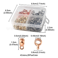 4 色 CCB プラスチックチューブベイル  ループベイル  ロンデルペンダントベイル  ミックスカラー  12x8x5mm  穴：1.8mm  内径：4.8mm  25個/カラー  100pc&nbsp;CCB-YW0001-12A