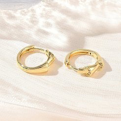 真鍮製マイクロパヴェキュービックジルコニアフープピアス  鉛フリー＆カドミウムフリー  ラックめっき  長持ちメッキ  18KGP本金メッキ  15x16x5mm&nbsp;KK-CBA98BA-13G