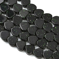 合成グリーンゴールドストーン金砂石ビーズ連売り  ハート  6x6x3mm  穴：0.9mm  約65個/連  14.25''（36.2センチメートル）&nbsp;GG-CBA199E-B03-02