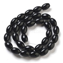 天然な黒碧玉ビーズ連売り  ライス  12x8mm  穴：1.2mm  約33個/連  15.94''（40.5センチメートル）&nbsp;G-B106-B17-01