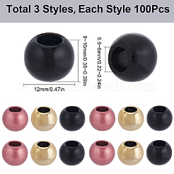 300個 3スタイル アクリル&ABSプラスチック ヨーロピアンビーズ  大穴ビーズ  ロンデル  ミックスカラー  12x9~10mm  穴：6mm  100個/スタイル&nbsp;DIY-SP0001-14