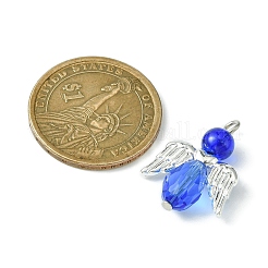 ガラスチャーム  合金の翼と鉄のループ付き  エンジェルチャーム  ミックスカラー  26x18.5x8mm  穴：2mm&nbsp;PALLOY-JF02390