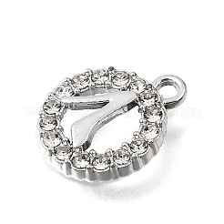 UVメッキ合金クリスタルラインストーンチャーム  フラットラウンドのチャーム  プラチナ  14x11x2mm  穴：1.6mm&nbsp;RB-CBAD37D-28P