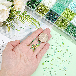 DIYファインディングキット  ガラス＆アクリルビーズを含む  グリーン  A：2~8x1.5~3mm  穴：0.5~1mm&nbsp;DIY-PA0001-90A