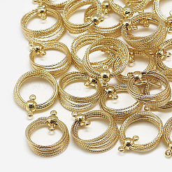 真鍮製2ループリンクペンダント  リング  18KGP本金メッキ  19x16x5.5mm  穴：1mm&nbsp;X-KK-N200-083