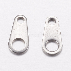変色しない201ステンレススチールチェーンタブ  チェーン延長コネクター  オーバル  ステンレス鋼色  8x4x0.5mm  穴：1mmと2.5mm&nbsp;X-STAS-F149-16P-C