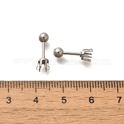 304ステンレススチールスタッドピアス金具  ステンレス鋼色  トレイ：4mm  15x5mm  ピン：1mm&nbsp;STAS-F311-18P-02B