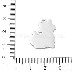 304ステンレスペンダント  桜の花のチャームが付いた猫の形  艶出し  ステンレス鋼色  22.5x18.5x1.5mm  穴：1.9mm&nbsp;SA-CBAE115-06P