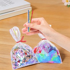 レーザーOPPセロハンキャンディ包装袋100枚  長方形  ツイストワイヤータイ付き  カラフル  18x13x0.01cm&nbsp;ABAG-WH20005-36