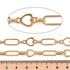 304ステンレススチール製ハート＆オーバルリンクチェーン  溶接されていない  18KGP本金メッキ  16x6.5x11mm&nbsp;CHS-B013-02G