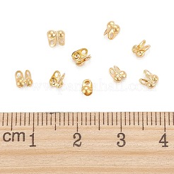 304ステンレススチールボールチープ  カロット終了  クラムシェルノットカバー  ゴールドカラー  4x2mm  穴：1mm&nbsp;X-STAS-R063-19-G