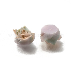 ルミナスオペーク樹脂カボション  花  三音  暗闇で光る  黄金のグリッターパウダーで  淡い茶色  7x8x5mm&nbsp;CRES-R458-14A-04