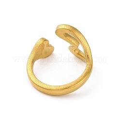 304ステンレススチール製中空ハートオープンカフリング女性用  18KGP本金メッキ  内径：18mm&nbsp;RJEW-K258-05G-02