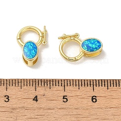 メッキ真鍮ツイスター留め金ラック  合成オパールと  カドミウムフリー＆鉛フリー  長持ちメッキ  18KGP本金メッキ  オーバル  15x10.5x5.5mm  穴：5x2.5mmと6mm&nbsp;KK-P268-03D-G