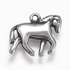 304ステンレスペンダント  馬  アンティークシルバー  13x16x2mm  穴：1mm&nbsp;STAS-P225-081AS