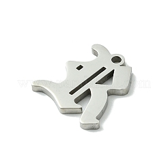 変色しない201ステンレススチールペンダント  ステンレス鋼色  古い頭文字のチャーム  文字r  18.5x17.5x1.6mm  穴：1.8mm&nbsp;STAS-B055-01P-R