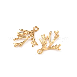 304ステンレスペンダント  枝チャーム  ゴールドカラー  21x16.5x2mm  穴：1.6mm&nbsp;LS-STAS-I363-12G