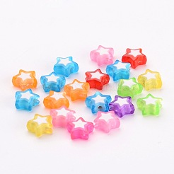 透明なアクリルビーズ  二層ビーズ  スター  ミックスカラー  9x10x4mm  穴：2mm  約2520個/500g&nbsp;TACR-S116-M