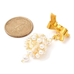 シェルパールビーズベルペンダントブローチ  女性用真鍮ちょう結びブローチ  貝殻色  55x25x11mm&nbsp;JEWB-MZ00002