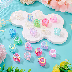 UVメッキ透明アクリルヨーロピアンビーズ20個  大きな穴の開いた虹色のビーズ  ミックスカラー  文字Q  21x18.5x13.5mm  穴：6mm&nbsp;OACR-TADJ0001-19Q