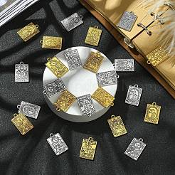 18個6スタイルの亜鉛チベットスタイル合金ペンダント  タロットチャーム付き長方形  アンティーク黄金  23x14x1.5mm  穴：1.8mm  3個/スタイル&nbsp;FIND-YW0004-70A