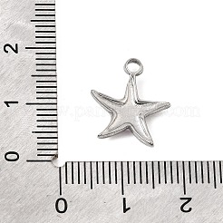 304ステンレススチール、エナメルチャーム付き  スターのチャーム  ステンレス鋼色  ホワイト  15x13.5x3mm  穴：2mm&nbsp;SA-CBAA487-08A-02