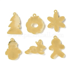 塩ビプラスチックペンダント  クリスマスのテーマの形  ミックスカラー  24~36x22~32x3~4mm  穴：4mm&nbsp;DIY-Z007-17
