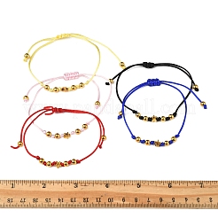 ナイロン糸ブレスレット5個  合金ビーズで  ミックスカラー  周囲：11インチ（28cm）&nbsp;BJEW-FS00020