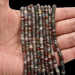 天然のアフリカブラッドストーンビーズ連売り  ロンデル  4x1.5mm  穴：0.7mm  約155個/連  14.96''（38センチメートル）&nbsp;G-L635-A28-4x2mm