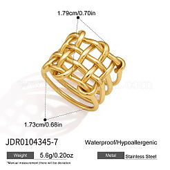 女性用中空304ステンレススチール指輪  ゴールドカラー  usサイズ7（17.3mm）&nbsp;WG833FA-01
