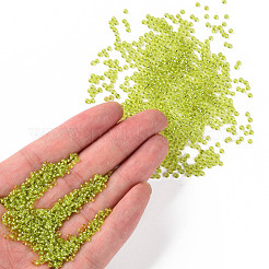 11/0グレードの透明なガラスシードビーズ  銀並ぶ丸い穴  ラウンド  緑黄  2x1.5mm  穴：0.3mm  約3000個/50g&nbsp;X-SEED-Q007-F48
